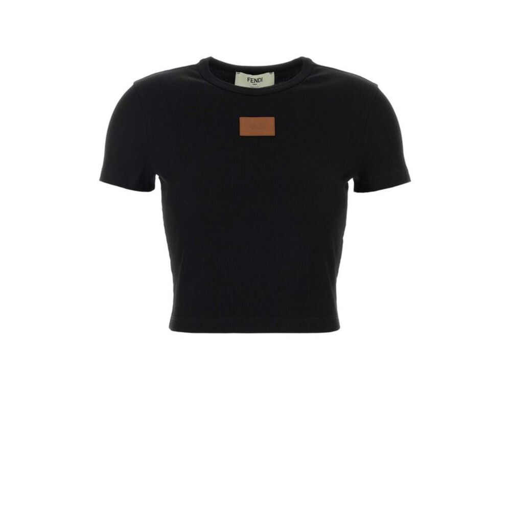 Fendi Women Black Stretch Cotton T-Shirt